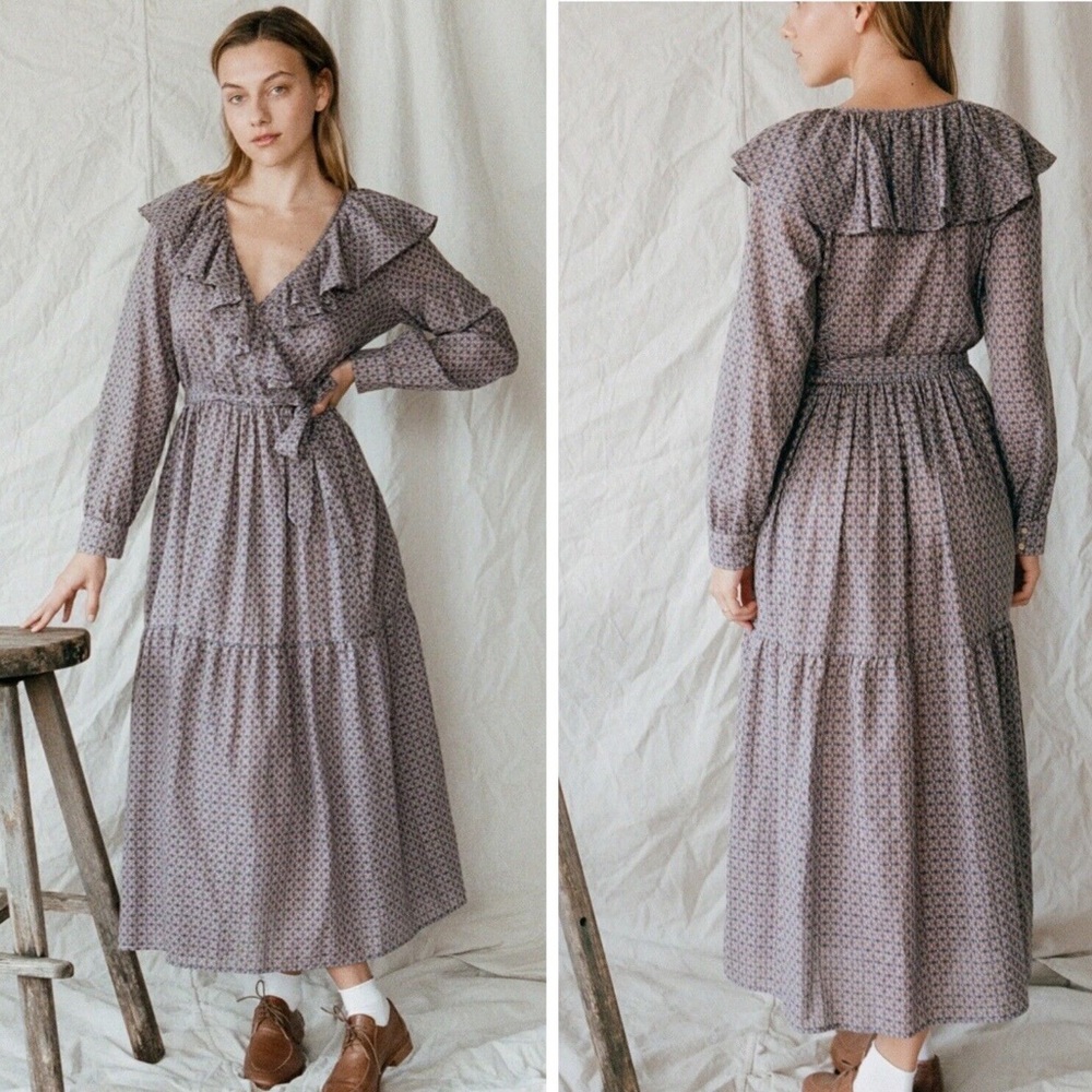 NWT Christy Dawn Vivian Dress Winter Garden Plaid Ruffle Midi Maxi